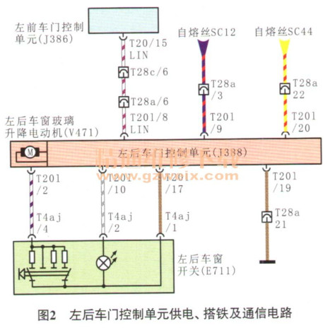 大众迈腾B7轿车左后车窗玻璃无法升降